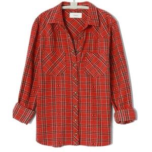 XiRENA Red Plaid Button Down Shirt